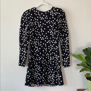 Reformation Black Floral Long-sleeved Mini Dress